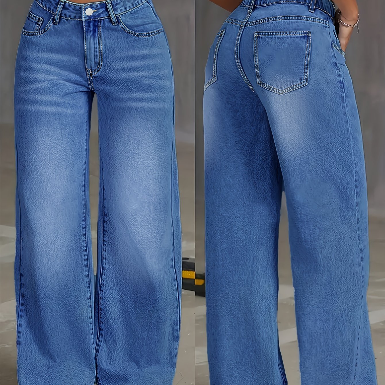 Women'S Wide Leg Boyfriend Jeans Straight Leg Denim Pants Low Rise Baggy Jeans Casual Loose Jeans