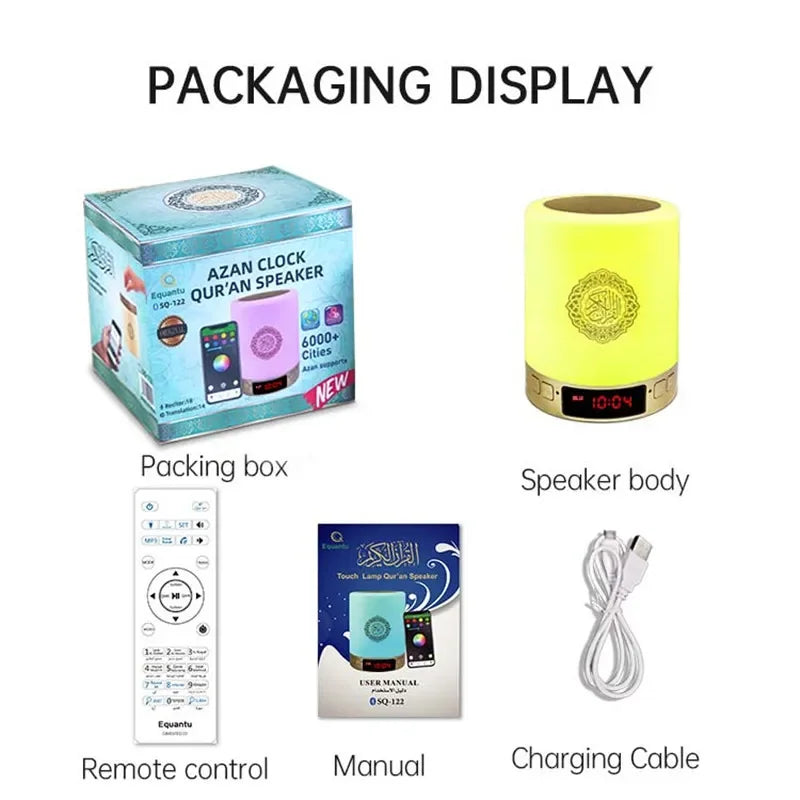 AZAN 16GB Memory Card Quran Night Light Speaker Muslim Portable Clock MP3 Wireless Bluetooth Speaker Muslim Gift Islam Quran