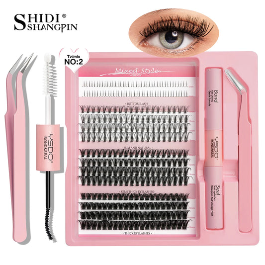 New Lash Clusters Set DIY Lashes Extension Kit Lash Clusters With Lash Bond And Seal And Eyelash Tweezers Lash Cluster Kit