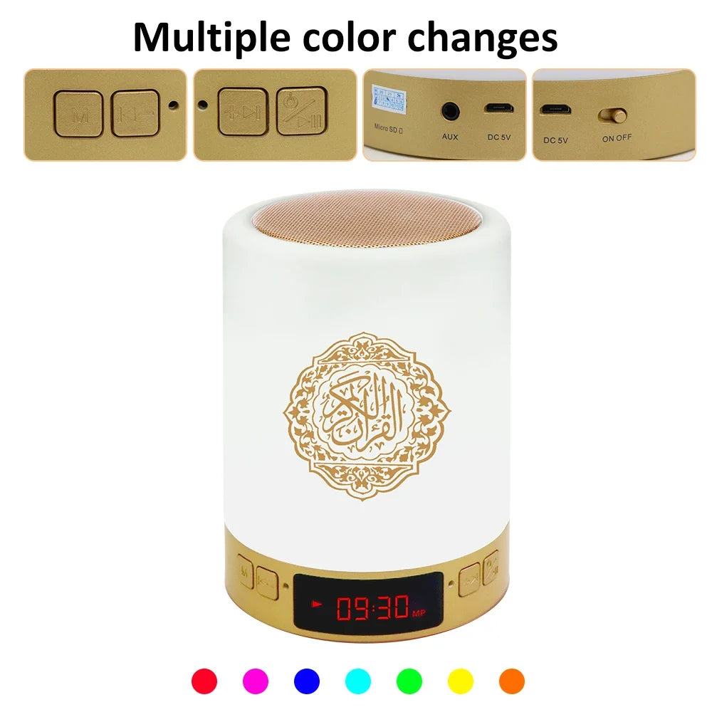 AZAN 16GB Memory Card Quran Night Light Speaker Muslim Portable Clock MP3 Wireless Bluetooth Speaker Muslim Gift Islam Quran