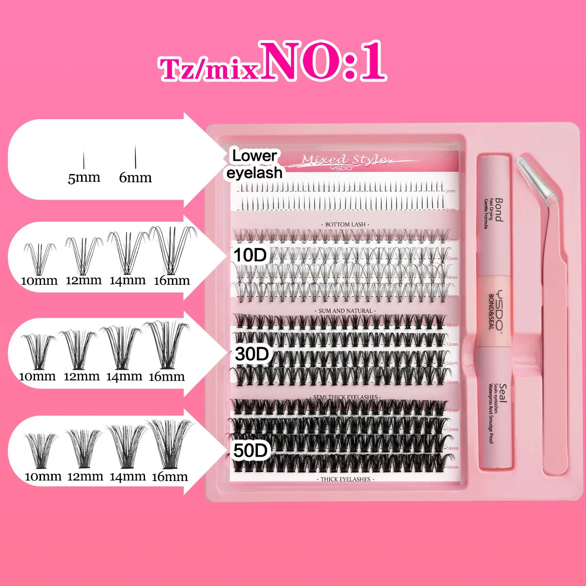 New Lash Clusters Set DIY Lashes Extension Kit Lash Clusters With Lash Bond And Seal And Eyelash Tweezers Lash Cluster Kit
