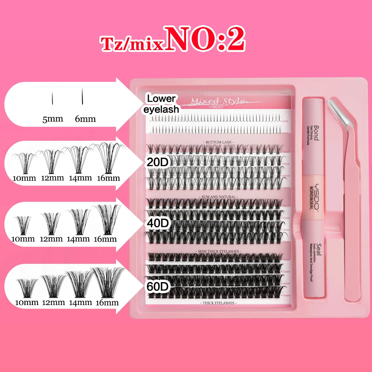 New Lash Clusters Set DIY Lashes Extension Kit Lash Clusters With Lash Bond And Seal And Eyelash Tweezers Lash Cluster Kit