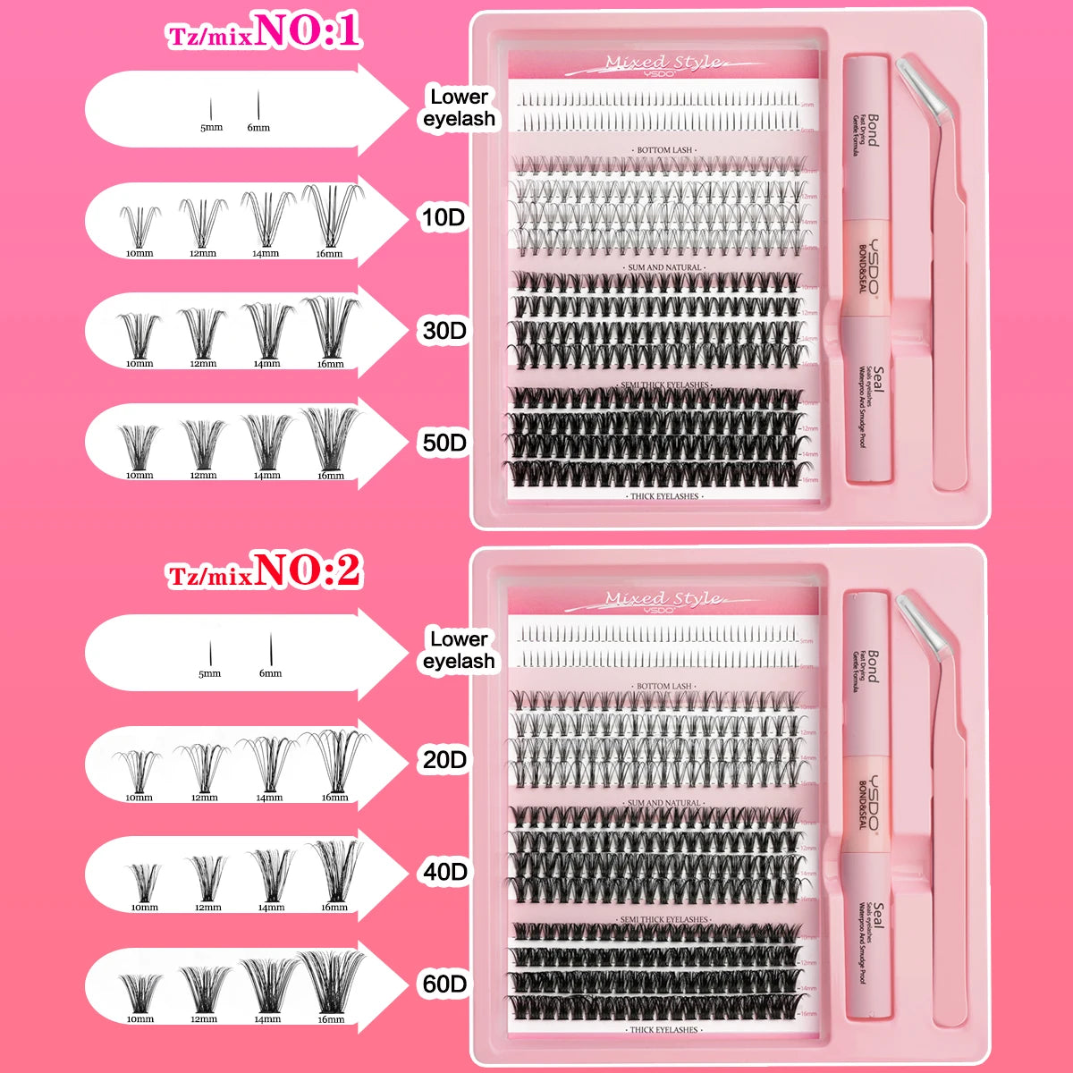 New Lash Clusters Set DIY Lashes Extension Kit Lash Clusters With Lash Bond And Seal And Eyelash Tweezers Lash Cluster Kit