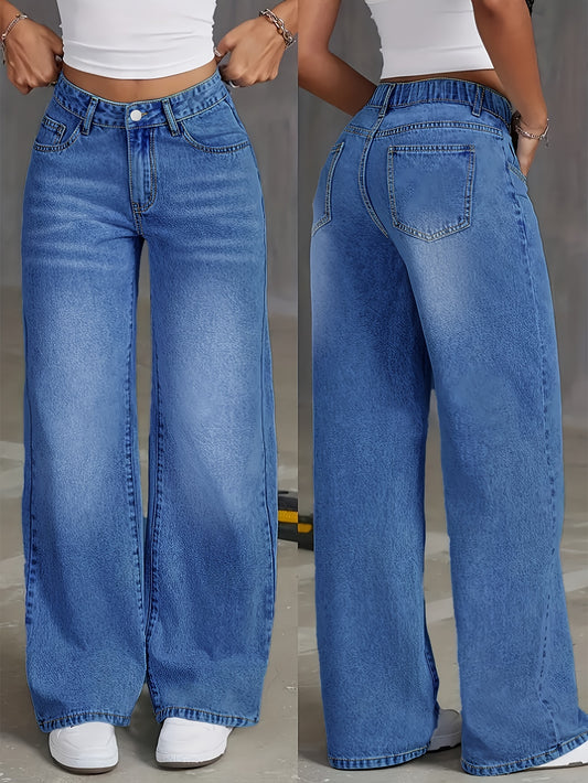 Women'S Wide Leg Boyfriend Jeans Straight Leg Denim Pants Low Rise Baggy Jeans Casual Loose Jeans