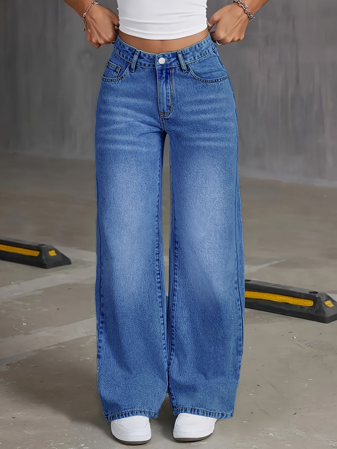 Women'S Wide Leg Boyfriend Jeans Straight Leg Denim Pants Low Rise Baggy Jeans Casual Loose Jeans